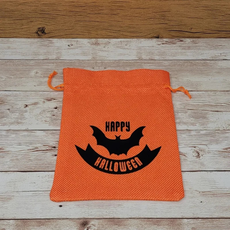 5-Pack Halloween Burlap Trick or Treat Drawstring Candy Bags