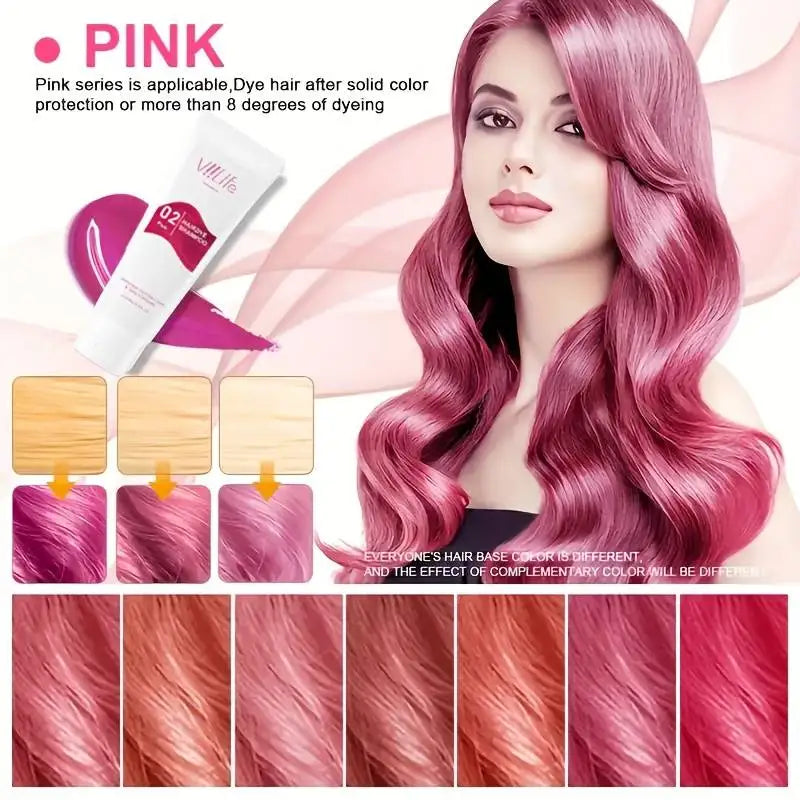 Unisex Hair Color Wax & Dye Shampoo – No Damage, Quick Coloring, Long-Lasting 100ml Peaceful Pleasures Health and Wellness Pink