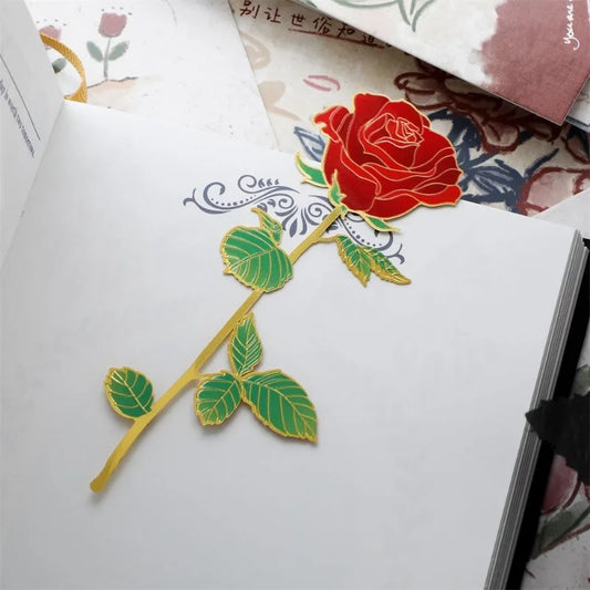 Vintage Art Exquisite Rose Bookmark Exquisite Etching Color Filling Craft Card Reading Bookmark Peaceful Pleasures Health and Wellness