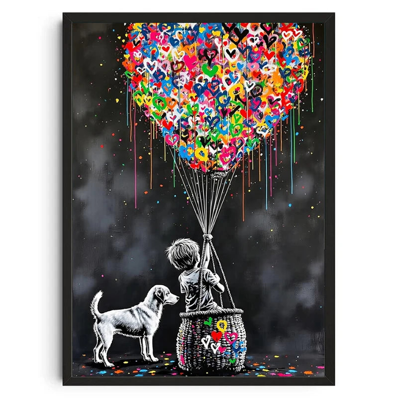 Graffiti Banksy Art Poster Banksy Image Series Printed Canvas Art Mural Used for Home Wall and Living Room Decoration, Framel Peaceful Pleasures Health and Wellness DD021-05 50x70cm