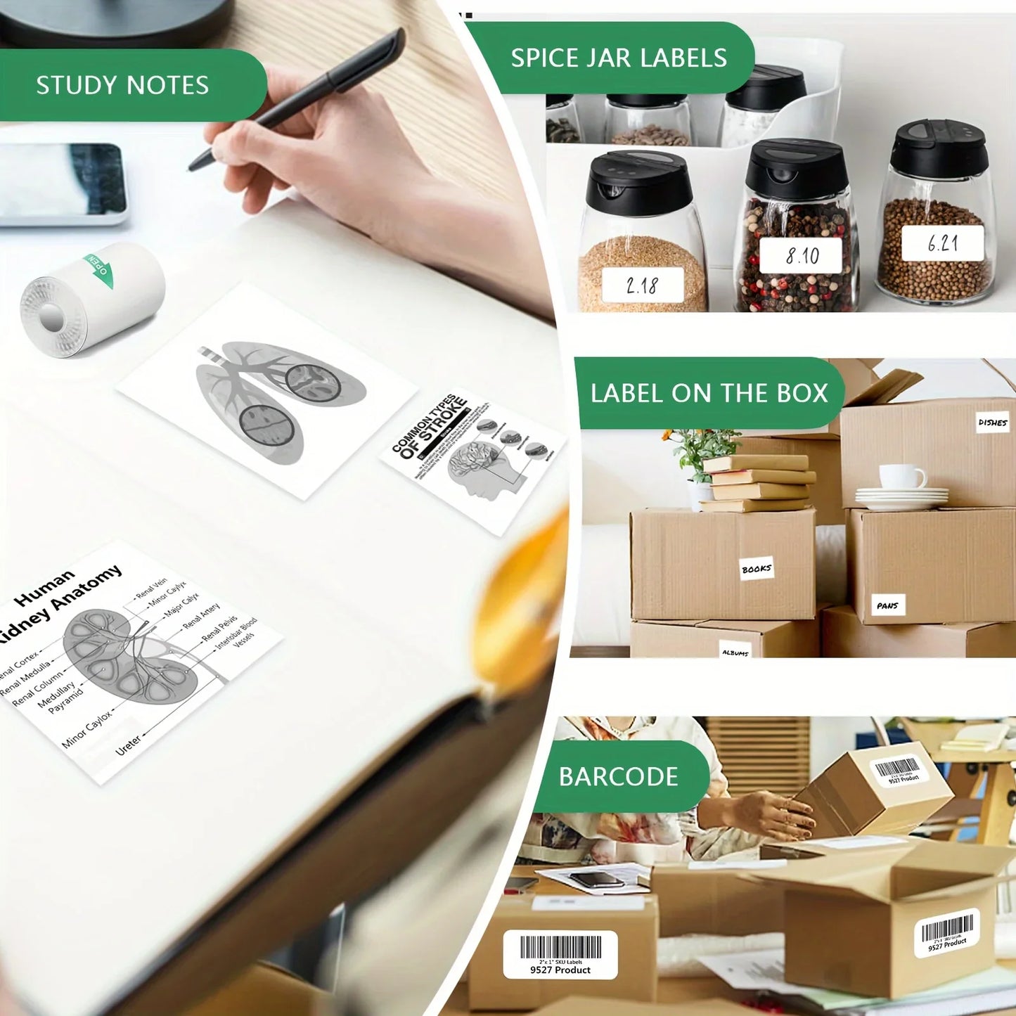 60 Rolls 57mm Thermal Self-Adhesive Label Paper for Mini Printer