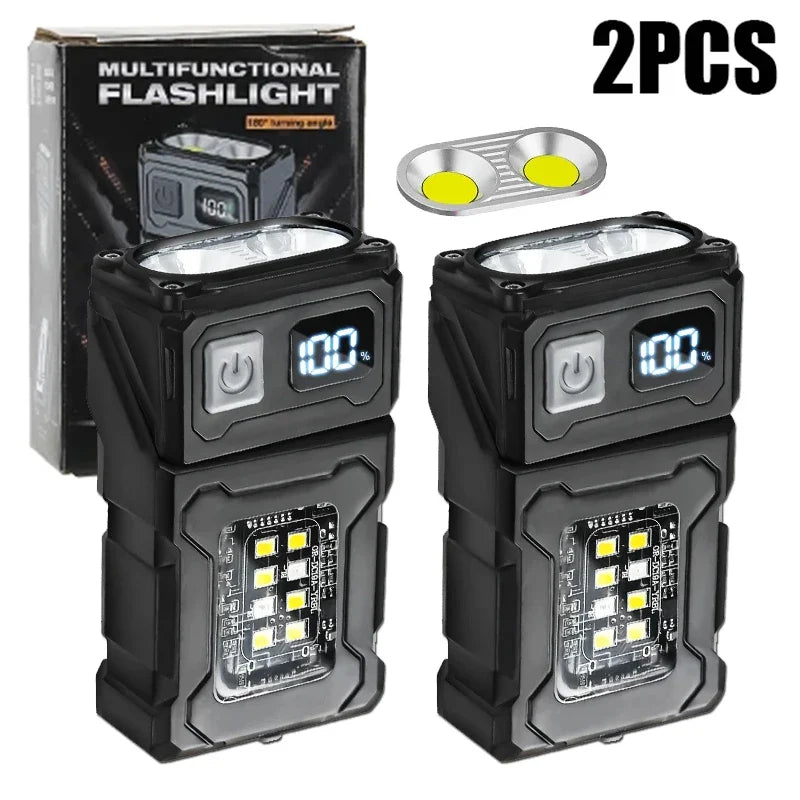 Mini LED Magnetic Flashlight 2000LM 8 Modes USB Rechargeable