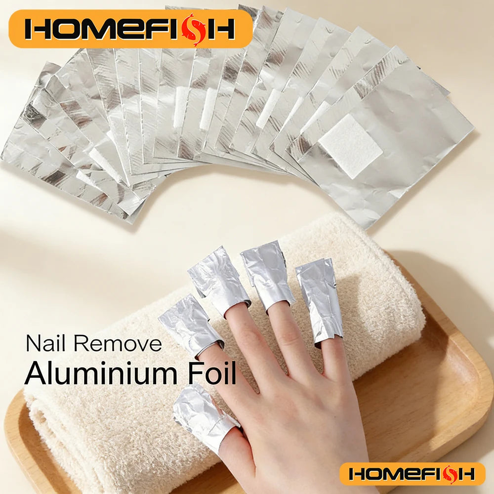 Aluminum Foil Nail Polish Remover Wraps with Cotton Pad 50/100pcs