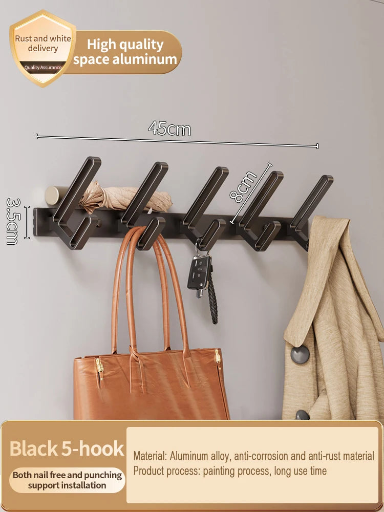 YUNJIEYA 6-Hook Aluminum Wall Hook | Robe & Door Hanger