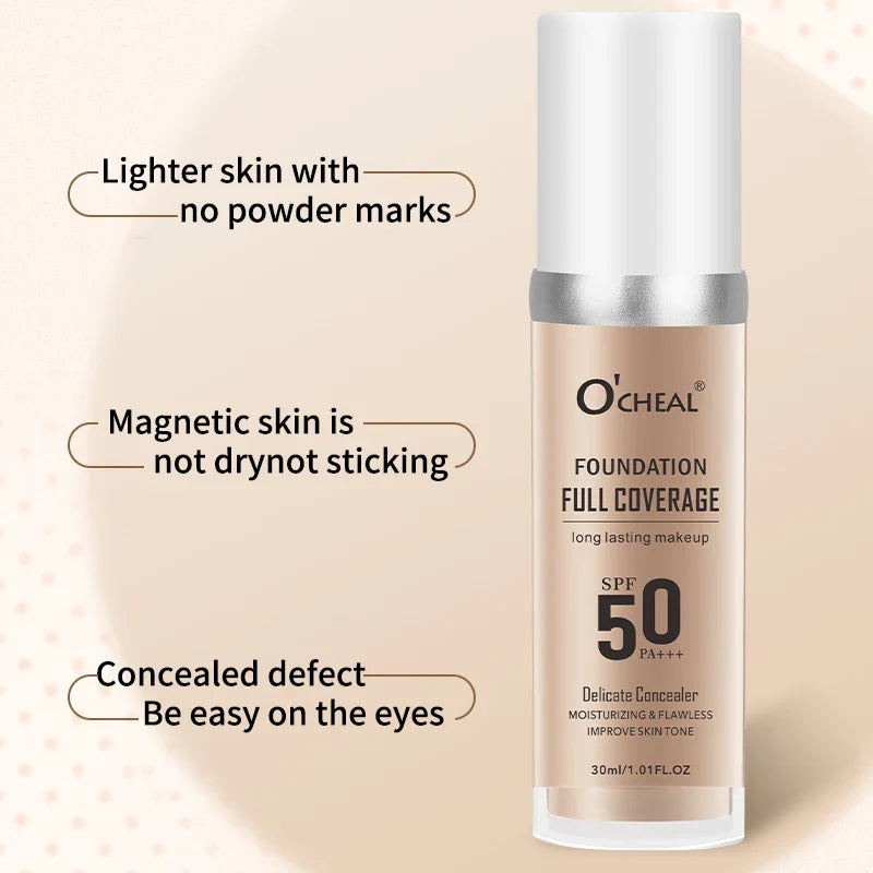 O'CHEAL SPF 50PA+++ Liquid Foundation – Hydrating Full Coverage