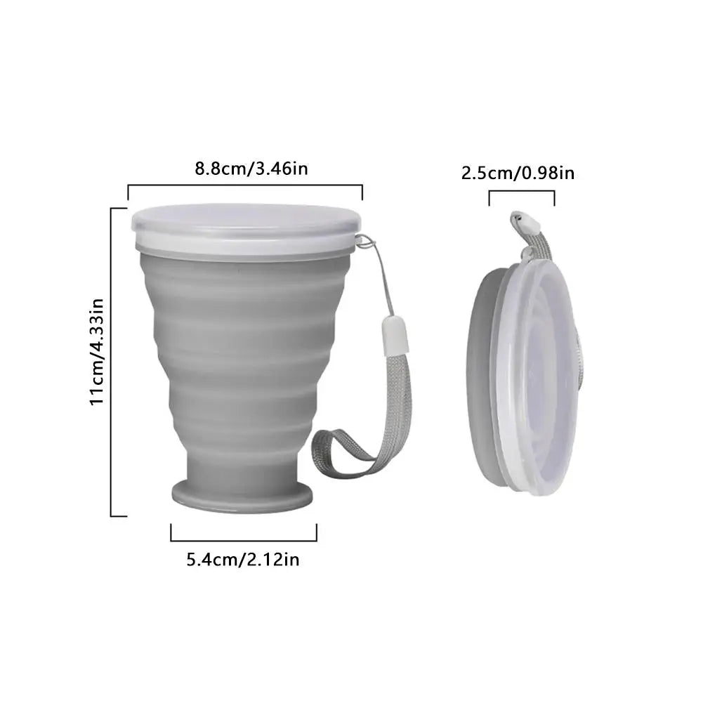 300ml Collapsible Silicone Camping Cup with Lid | Travel Mug