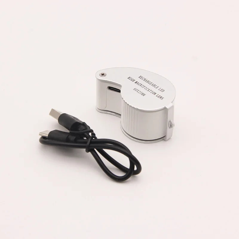 40X 60X Magnifier Usb Charging with Led Lights, Jewelry, Tianzhu Porcelain, Antique Appraisal, Portable Mini Magnifying Glass Peaceful Pleasures Health and Wellness