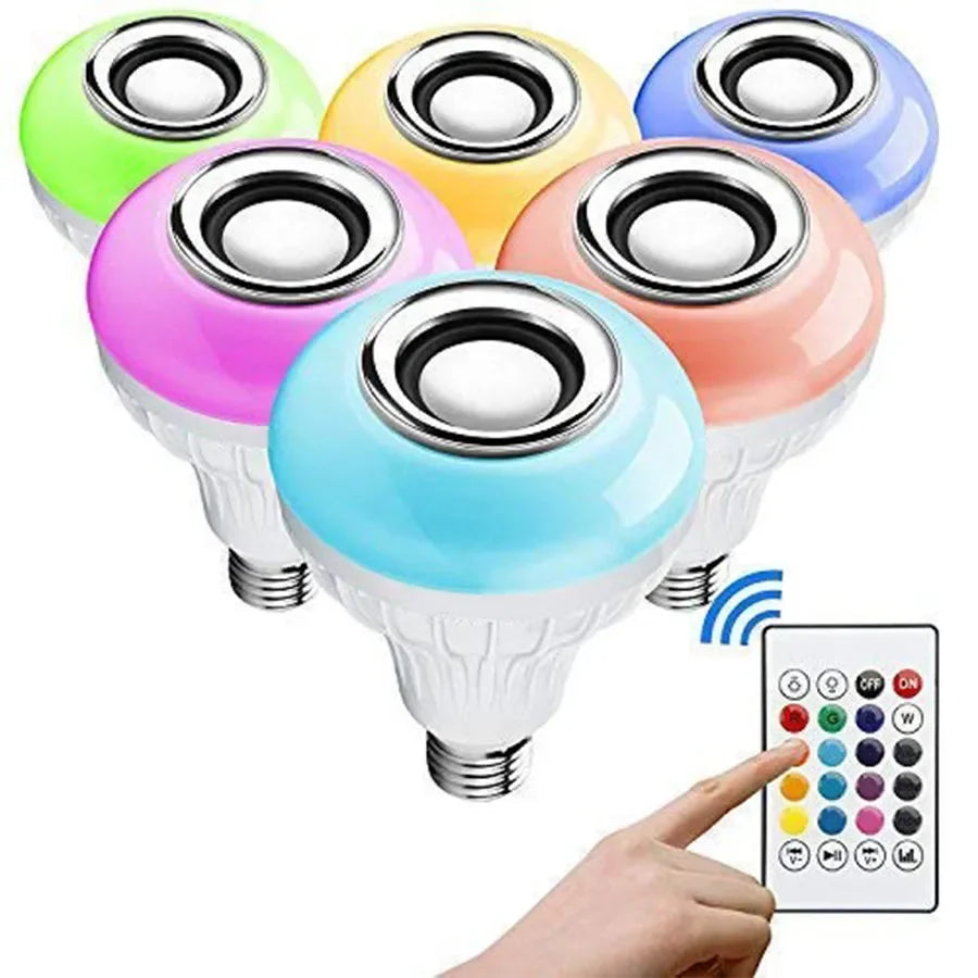 12W E27 Bluetooth Speaker RGB LED Bulb with Remote Control
