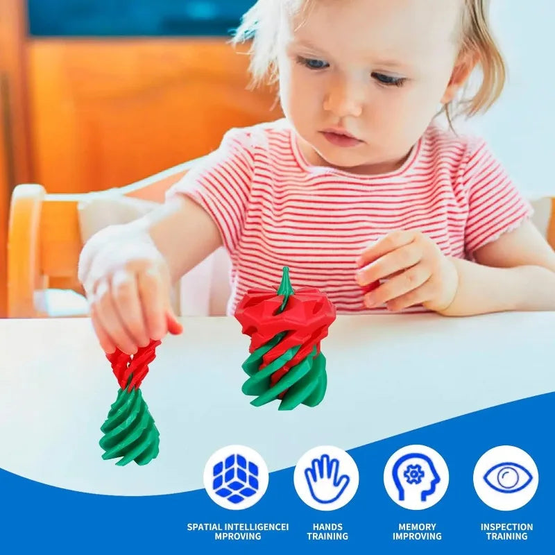 3D Printed Spiral Christmas Tree Fidget Toy | Dual-Color Swirl