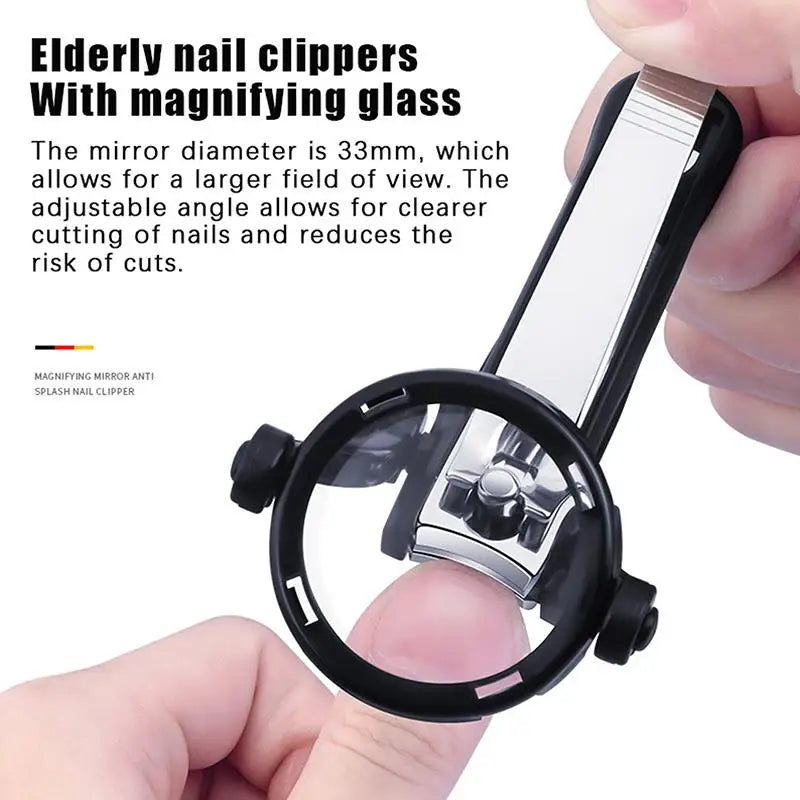 Nail Clipper With Magnifying Glass The Elderly Practical Stainless Steel Nail Clipper Anti-splash Beauty Big Clipper Tool Gifts Peaceful Pleasures Health and Wellness