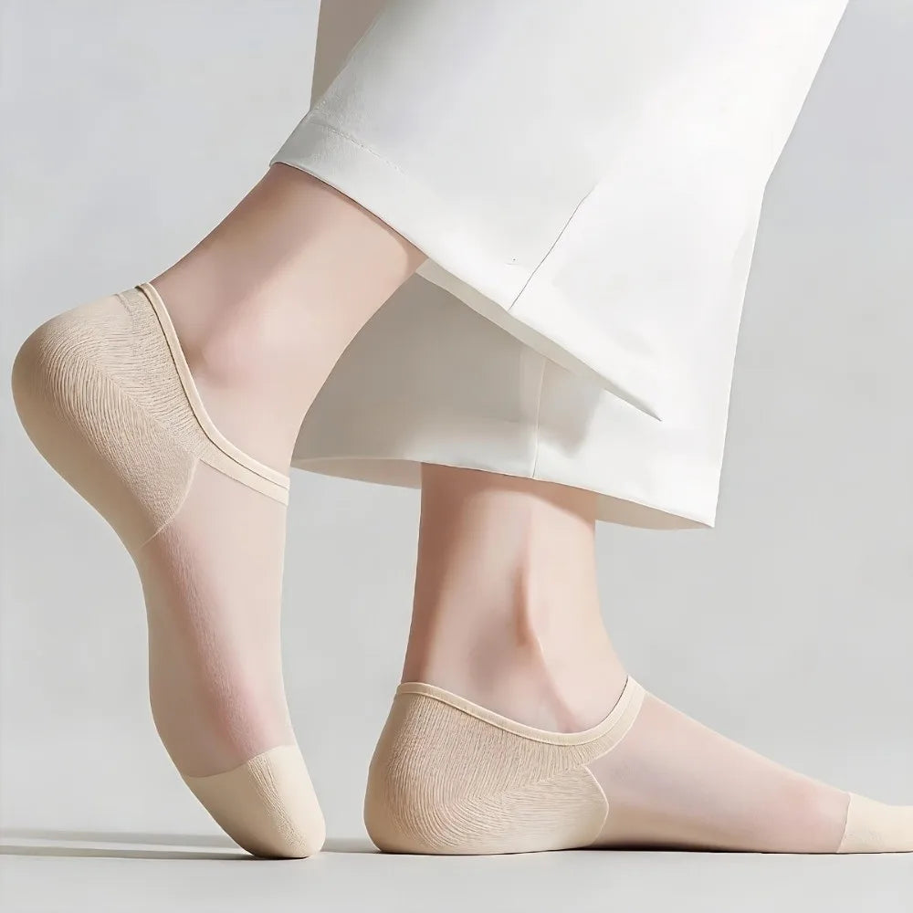 Women's Ultra-Thin No-Show Socks – 6 Pairs, Non-Slip Low-Cut