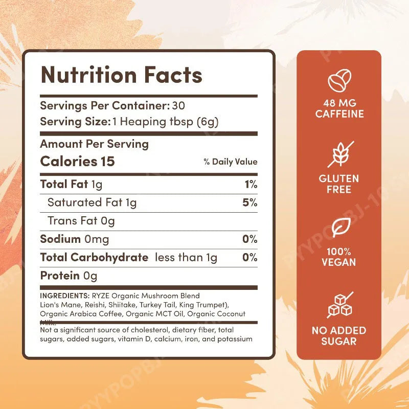 Organic Mushroom Coffee Powder | 6 Adaptogens + MCT Oil
