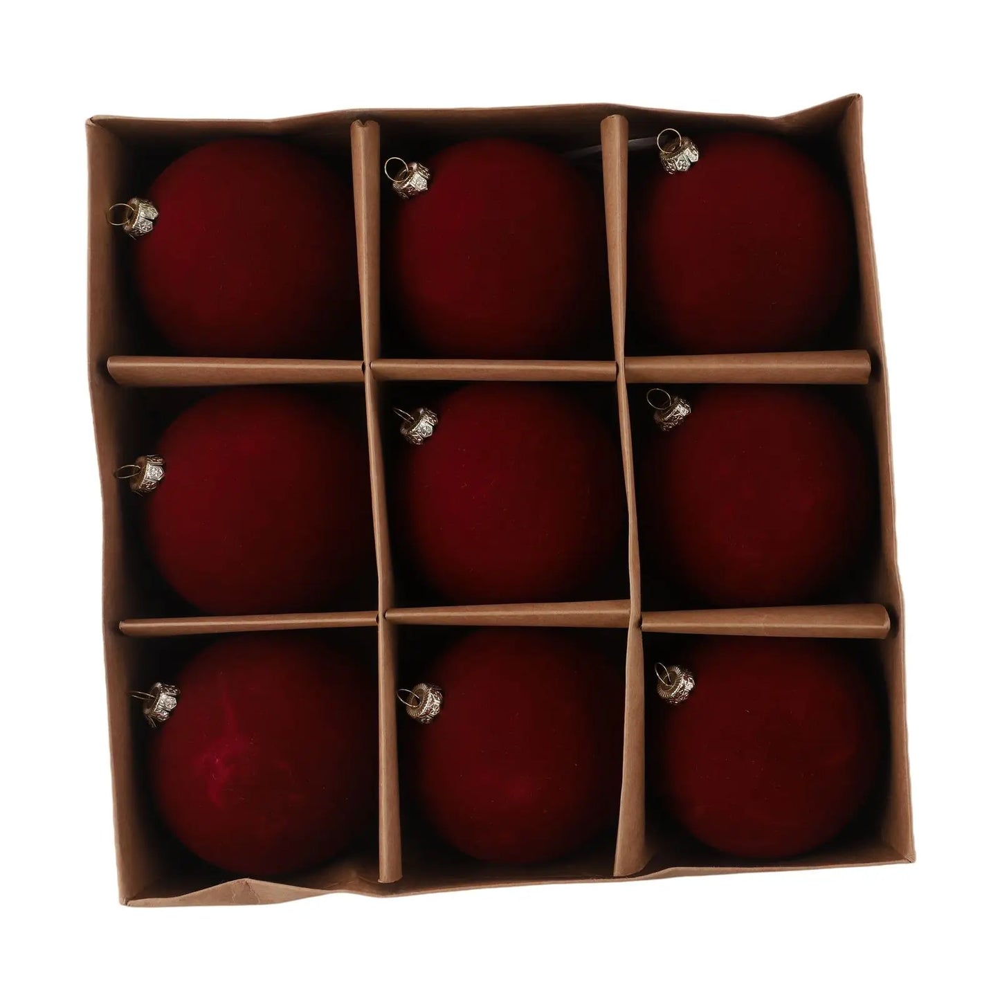 9-Pack Velvet Christmas Ball Ornaments 10cm – Xmas Tree Decor