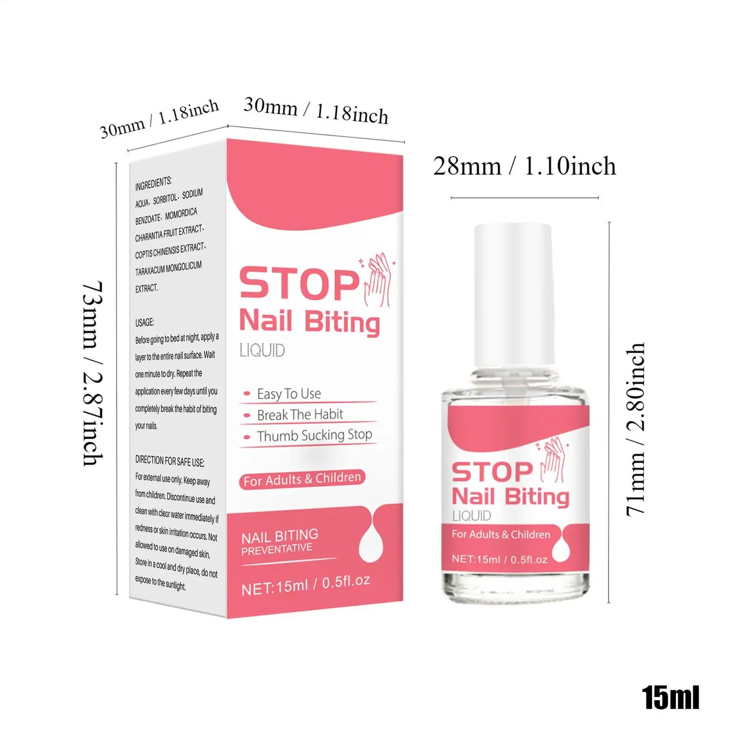 Bitter Nail Biting Stopper Solution 15ml – Non-Toxic for Kids Nail Biting Deterrent Peaceful Pleasures Health and Wellness