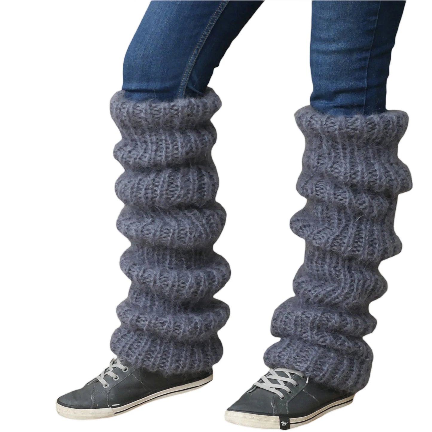 Women's Mohair Knit Leg Warmers – Open Toe, Cozy & Stretchy