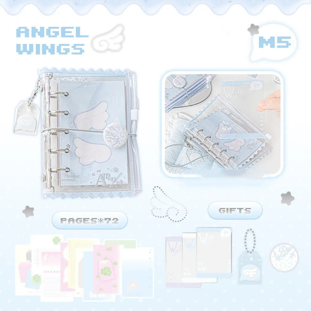 Learn Ledger Hand Ledger M5 Pocket Binder Notebook Portable Mini Loose-leaf Notebook Cute Aesthetic Hand Account Book Studnet Peaceful Pleasures Health and Wellness Blue