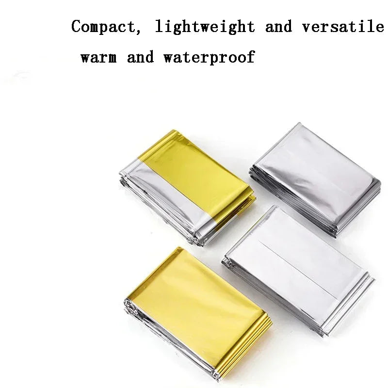 4PcsOutdoor First Aid Insulation Blanket Windproof Waterproof Sunscreen Multi-functional PET Survival Blanket Is Easy To Carry Peaceful Pleasures Health and Wellness
