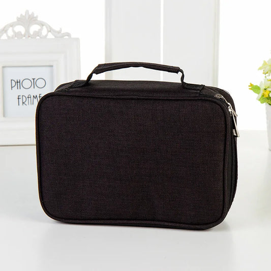 Pencil Case 72 Slots Multifunctional Large Capacity Pouch Zipper Peaceful Pleasures Health and Wellness black