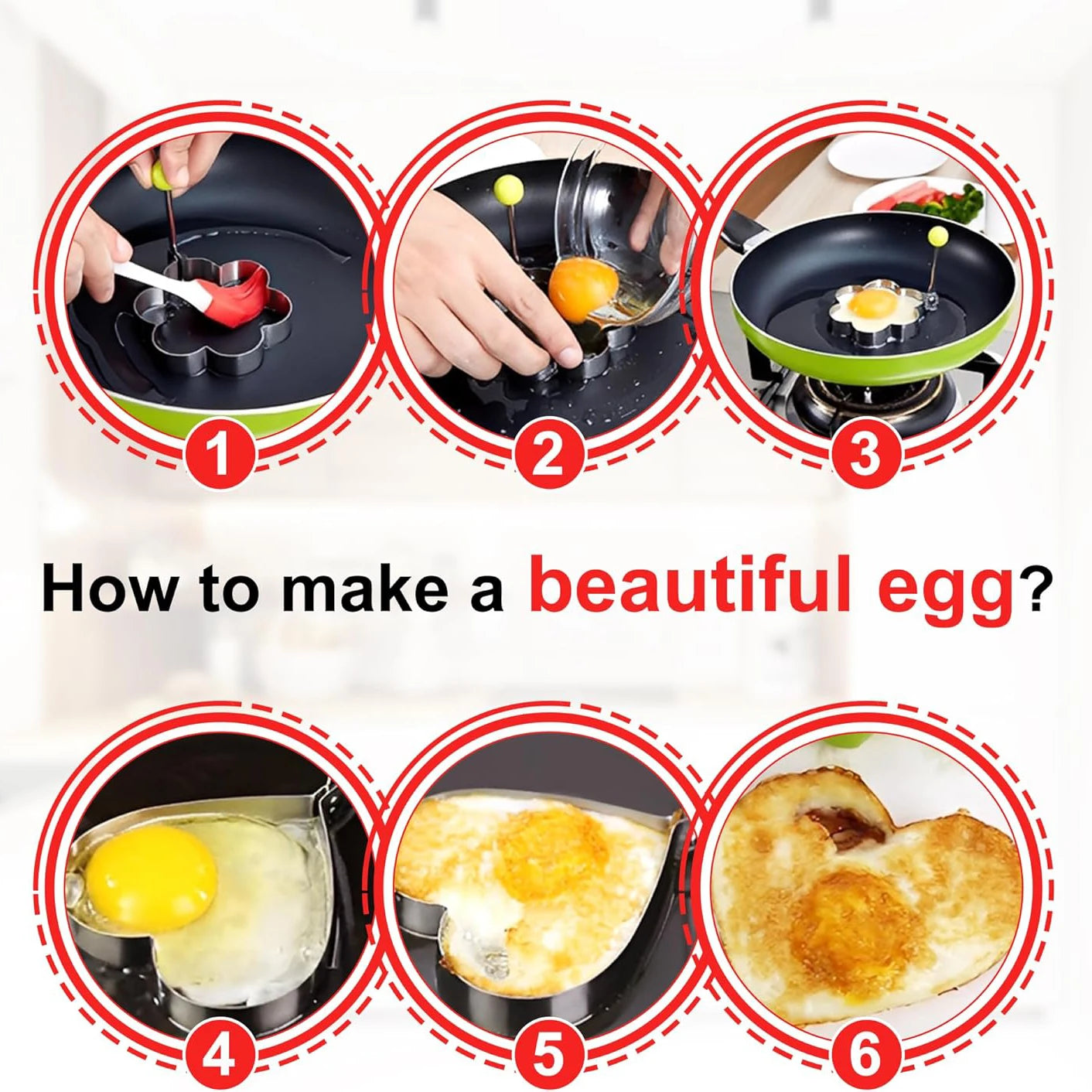 Stainless Steel Egg Ring & Pancake Mold with Handle | 1-2 pc