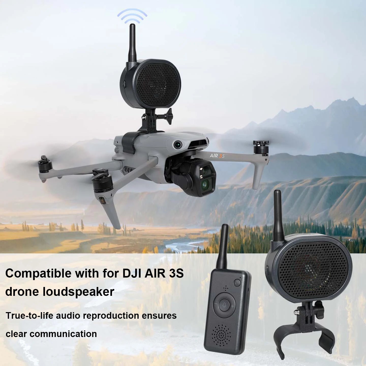 For DJI Mavic Air 3/3S Compatible Intercom Speaker Drone Announcement System Long-Range Announcement Speaker Peaceful Pleasures Health and Wellness