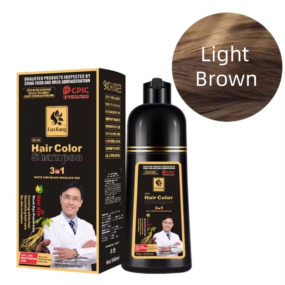 Long Lasting Hair Color Shampoo 3 in 1 Black Hair Dye Shampoo for Women&Men Natural Herbal Safety Cover White Gray Hair Cream Peaceful Pleasures Health and Wellness 1pcs Light Brown