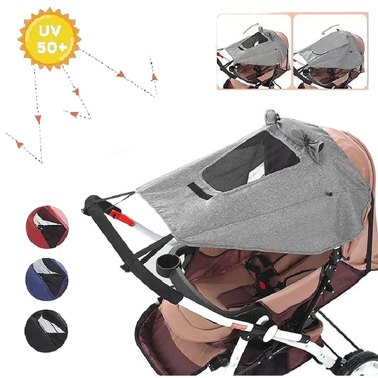 Baby Stroller Sun Shade UPF 50+ Canopy | Universal Pram Cover Stroller Sun Canopy Peaceful Pleasures Health and Wellness