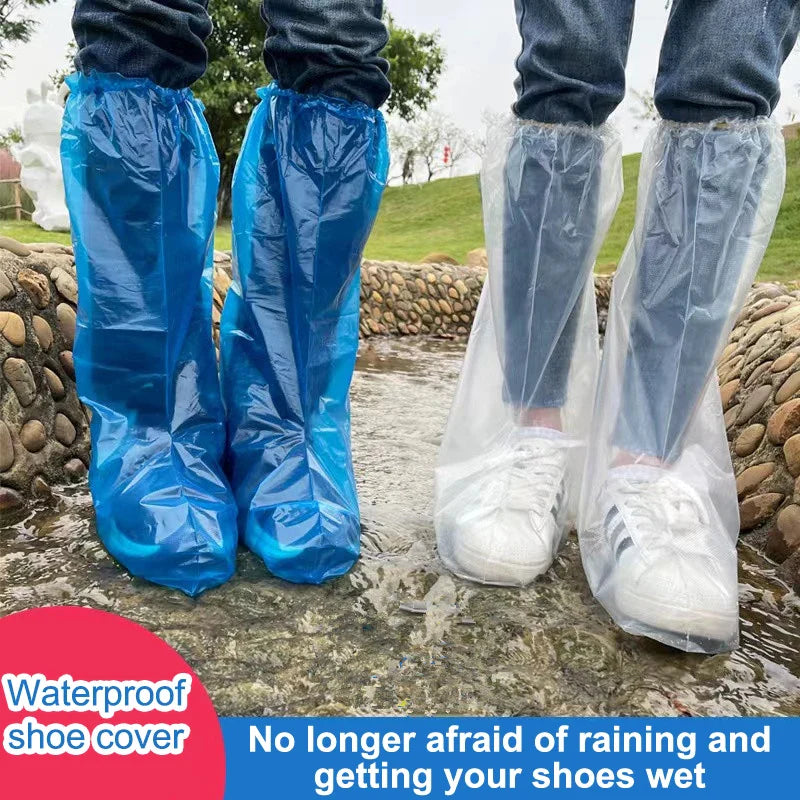 10-Pack Disposable Waterproof Shoe Covers | Thick PE Rain Protectors
