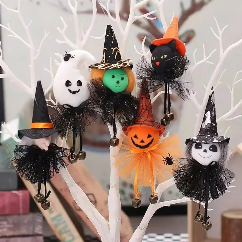 Halloween Gnome Hanging Ornaments Set of 4 | Pumpkin Witch Ghost