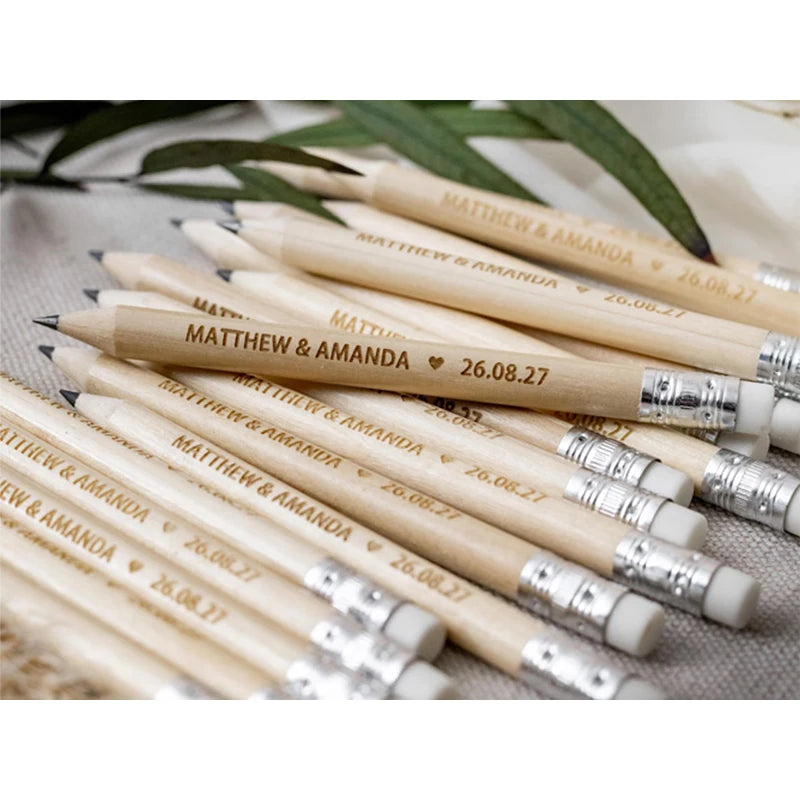10 Personalized Engraved Wooden Pencils | Custom Wedding Gift Custom Engraved Pencils Peaceful Pleasures Health and Wellness