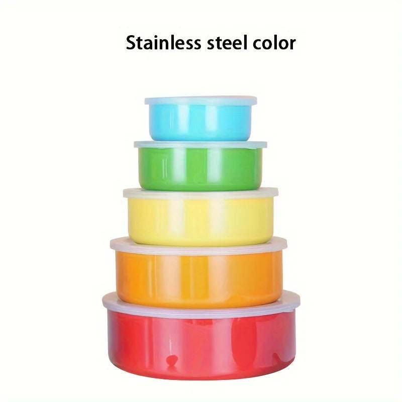 5pcs Storage Containers, Multipurpose Stainless Steel Reusable Food Storage Containers With Lids, Leak Proof And Durable Food Se Peaceful Pleasures Health and Wellness 5-piece set