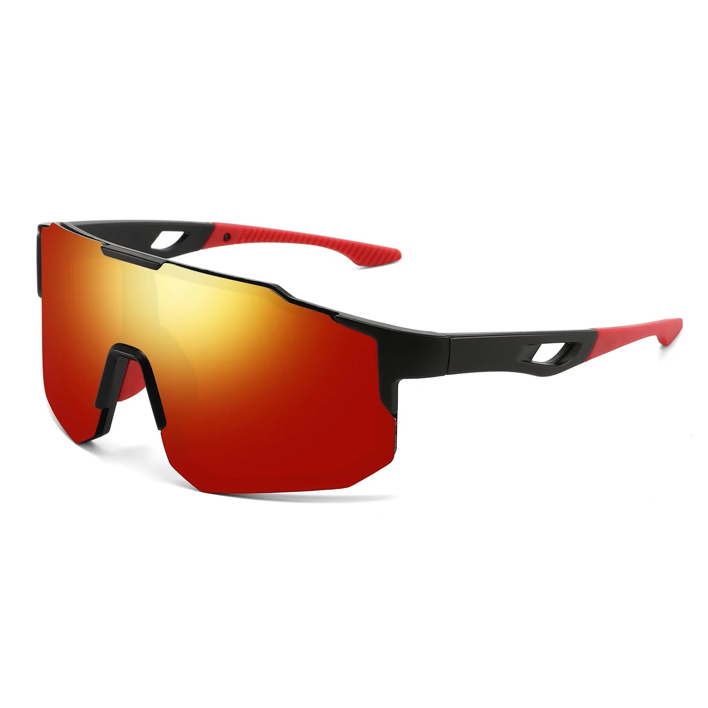 Unisex Oversized Sports Sunglasses UV400 Wraparound Colorful Comfort Fit for Cycling Hiking Outdoor Activities Peaceful Pleasures Health and Wellness C4-Red