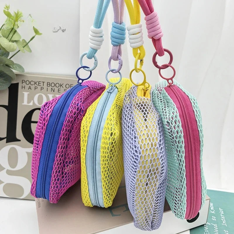 Colorful Net Fabric Makeup Bag & Mini Wallet | Tofu Bag
