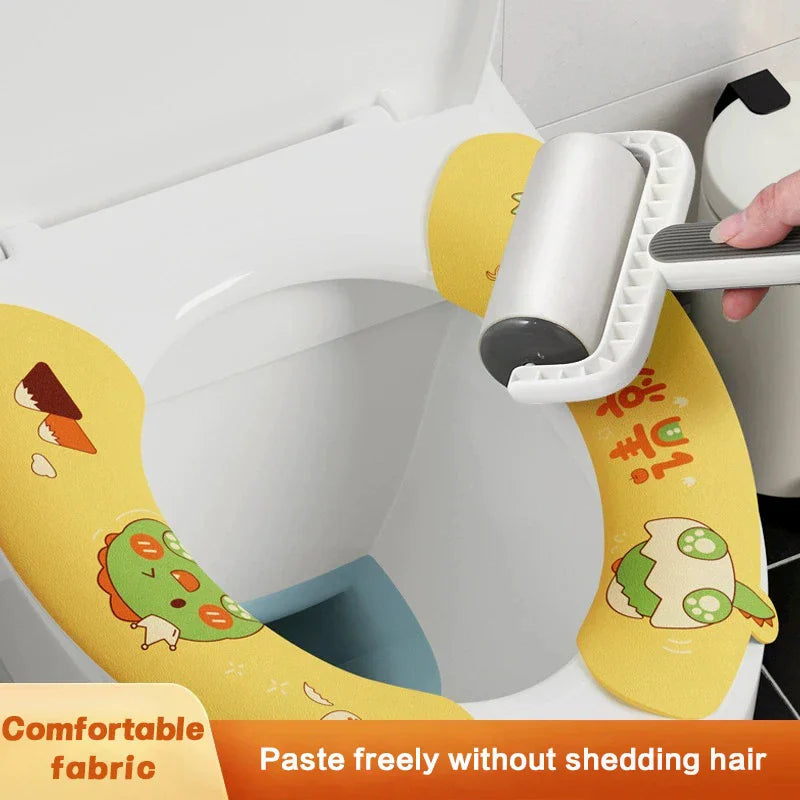 Cartoon Toilet Seat Cover Cushion – Soft Washable Plush Pad (1 Pair)