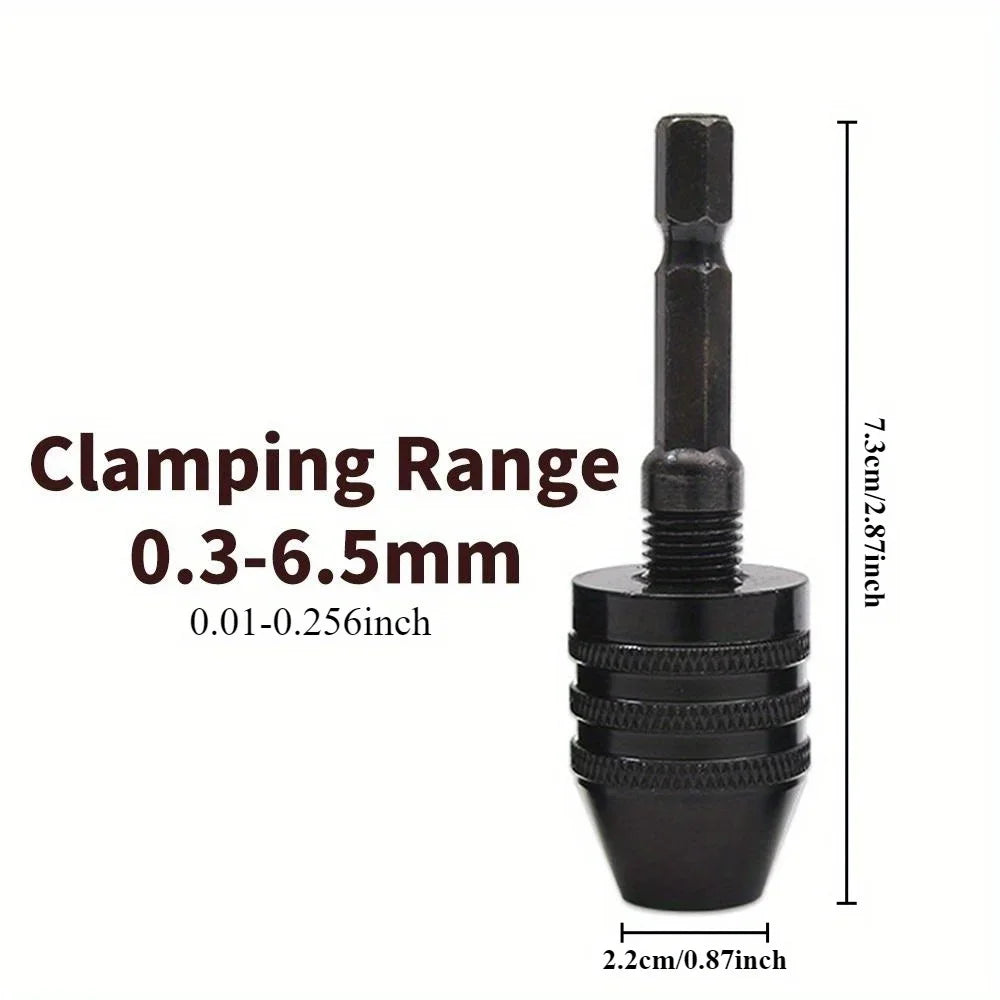 1/4" Hex Shank Keyless Drill Chuck Collet Conversion Adapter