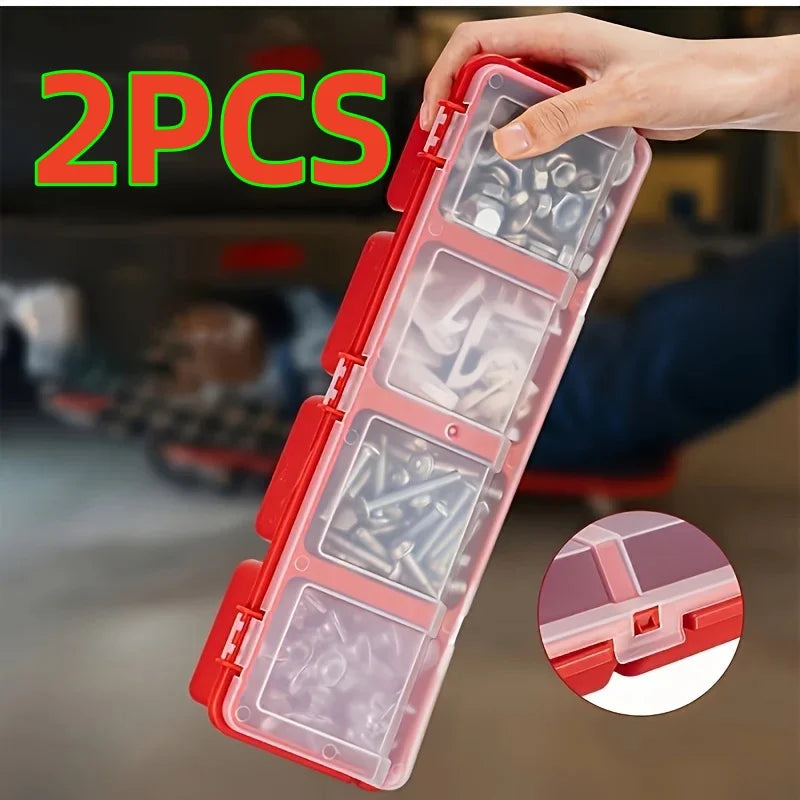 1/2 Piece Set of Screw Parts Storage Box, Miscellaneous Box, Electronic Hardware Accessories, Small Plastic Organizer with Slanted Opening and Lid, Small Classification Screw Parts Box Organizer Peaceful Pleasures Health and Wellness 2Pcs