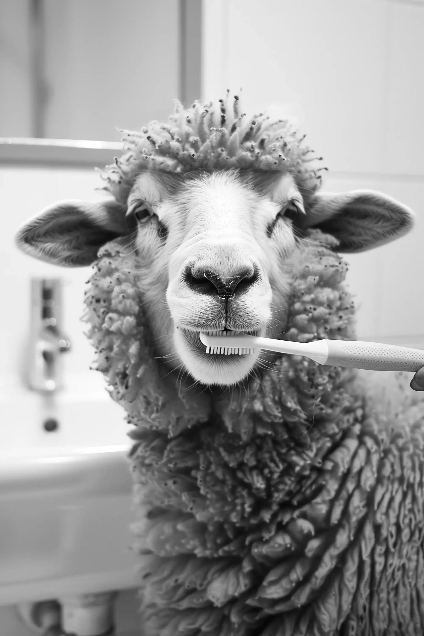 Black & White Cute Animal Toilet Paper Canvas Wall Art Poster