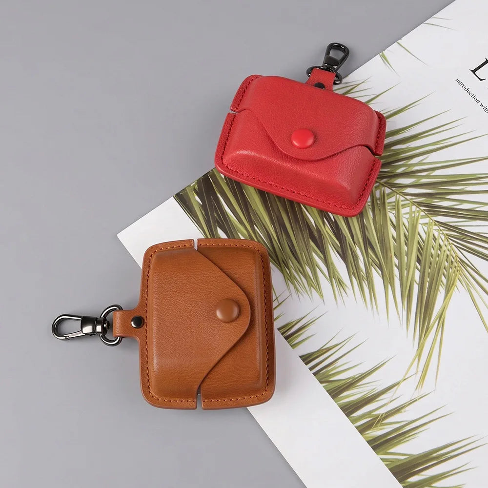 Snap-On Design Solid-Color PU Leather Case For Sony WF-1000XM6 Earbuds A Stylish And Practical Carrying Case Peaceful Pleasures Health and Wellness