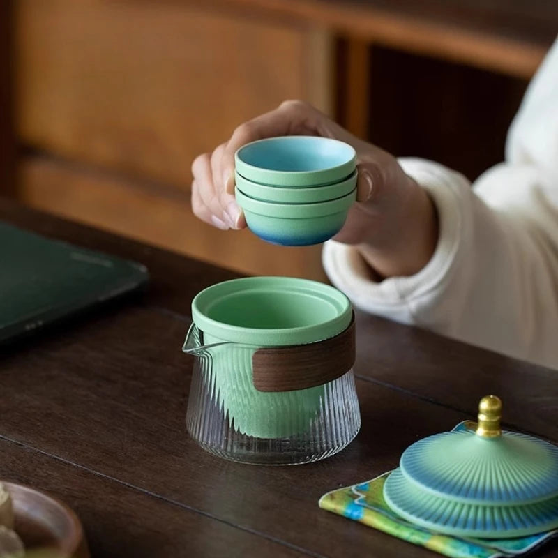Palace Museum Ceramic Travel Tea Set | Chinese Style Ceramic Tea Set Peaceful Pleasures Health and Wellness