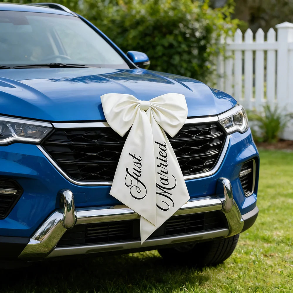 Just Married Car Bow Wedding Ribbon Decoration | Bridal Party Wedding Car Decoration Peaceful Pleasures Health and Wellness