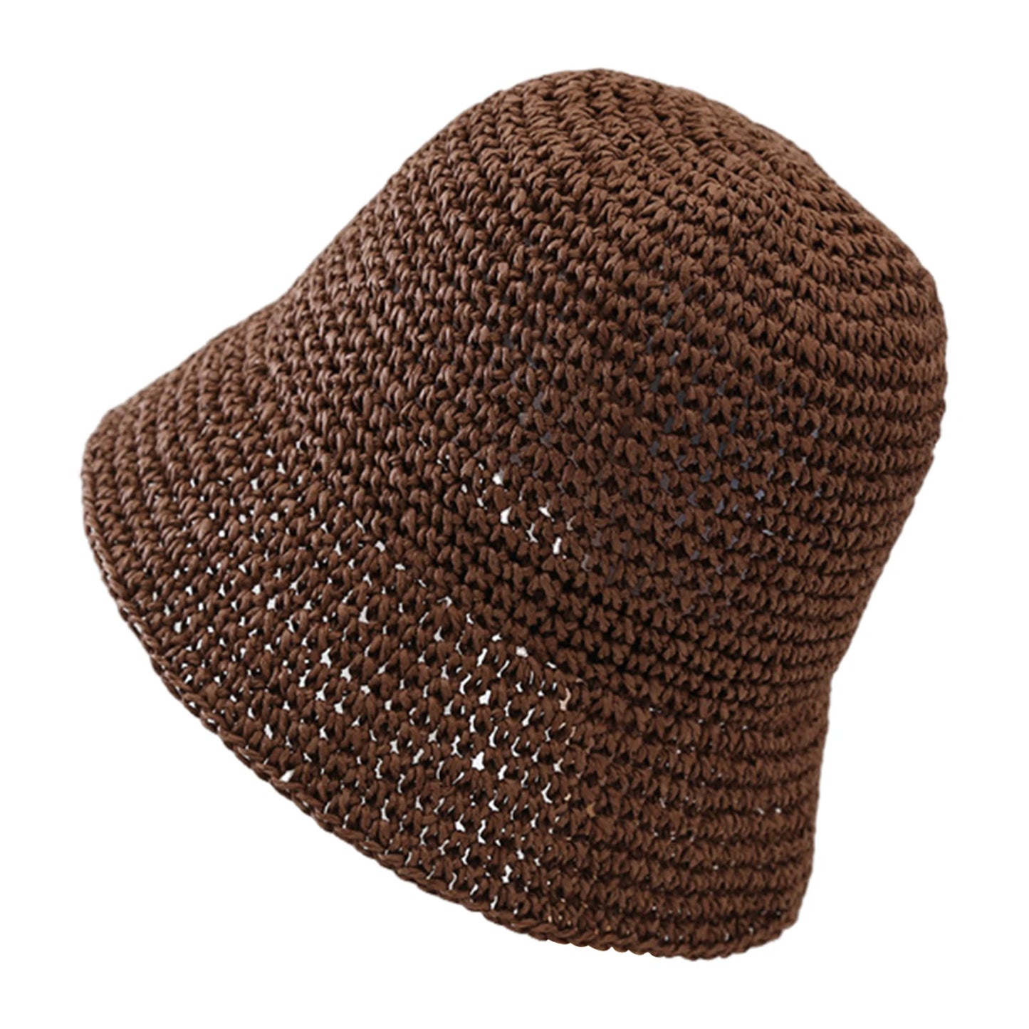 Women Wide Brim Straw Hat Anti-UV Sunshade Bucket Hat for Fishing Camping Traveling Peaceful Pleasures Health and Wellness One Size Brown