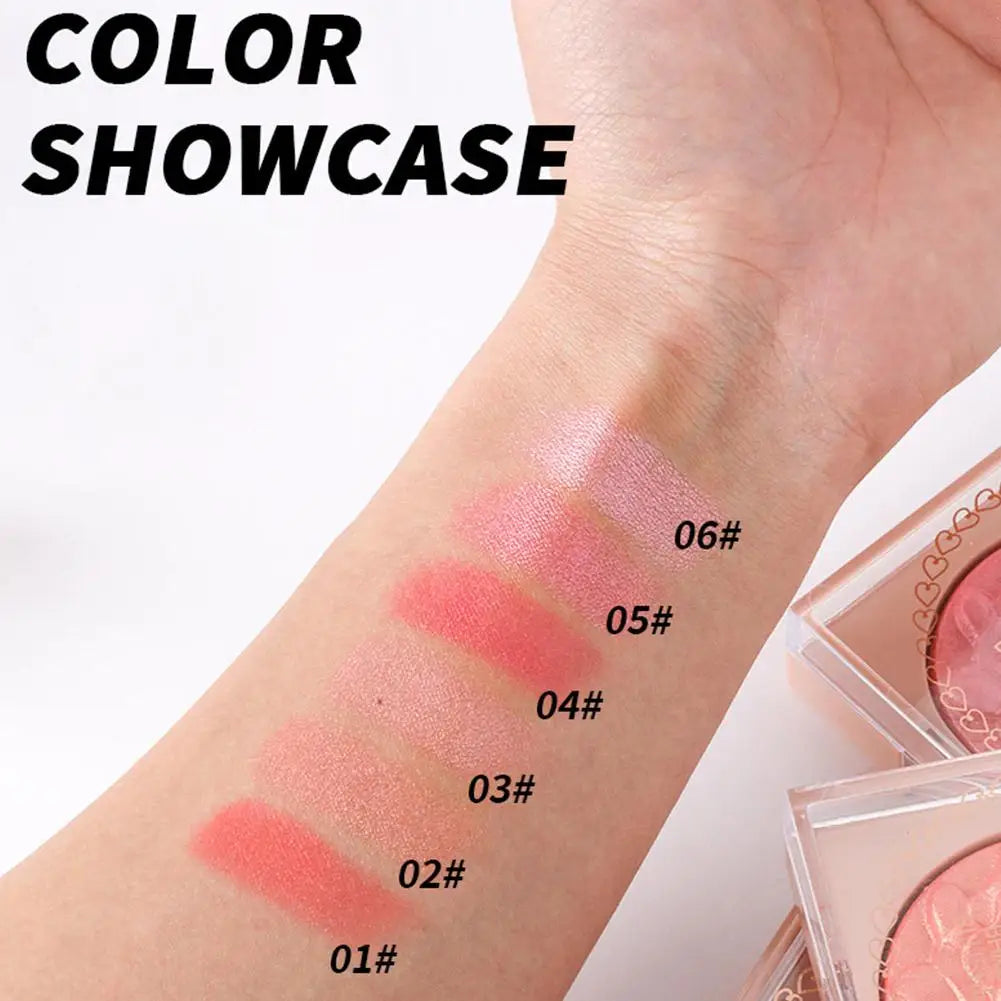Embossed Shimmer Blush Palette – Pearlescent Baked Powder Highlighter