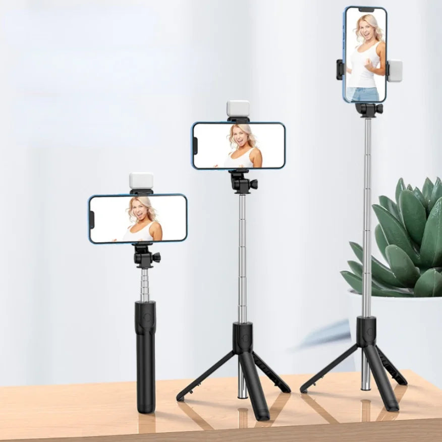 Portable Bluetooth Selfie Stick Tripod Holder with Remote Shutter Fill Light Extendable Wireless Remote Retractable Phone Stand Peaceful Pleasures Health and Wellness