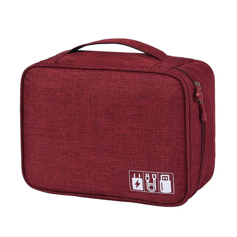 Cable Management Organizer Cable Winder Digital Product Storage Bag Phone Cord Protector Zipper Pouch Case Accessories Supplies Peaceful Pleasures Health and Wellness Red Large