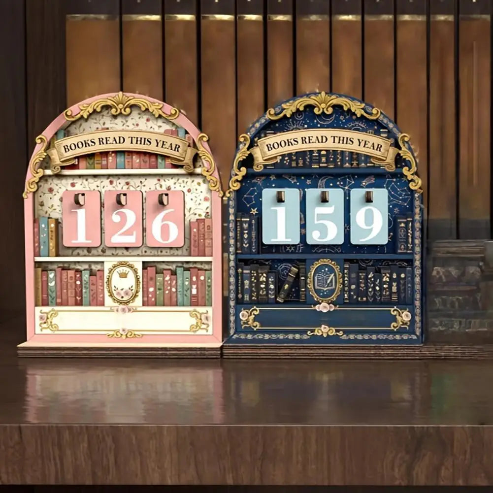 Retro Wooden Reading Tracker Counter – Up to 999 Books