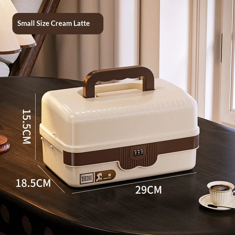 Compact Portable Combination Lock Storage Box with Handle Multipurpose Dustproof File Document Organizer for Home Use Peaceful Pleasures Health and Wellness