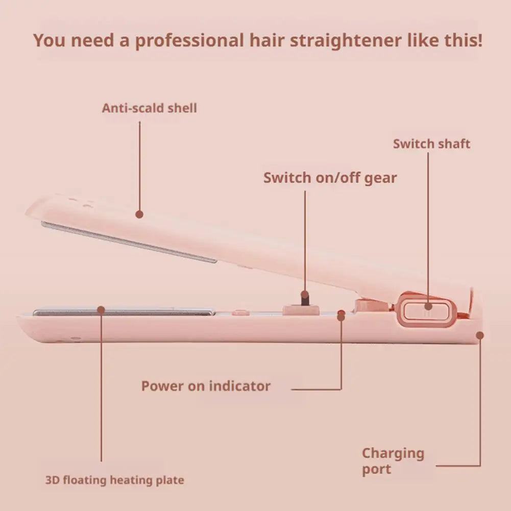 Mini 2-in-1 USB Ceramic Hair Straightener & Curler – Cordless