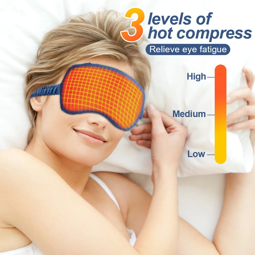 USB Eye Massager Heated Eye Shade Relieve Eye Fatiuge Remove Dark Circles Hot Eye Cover for Night Sleep Travel Office Eye Mask Peaceful Pleasures Health and Wellness