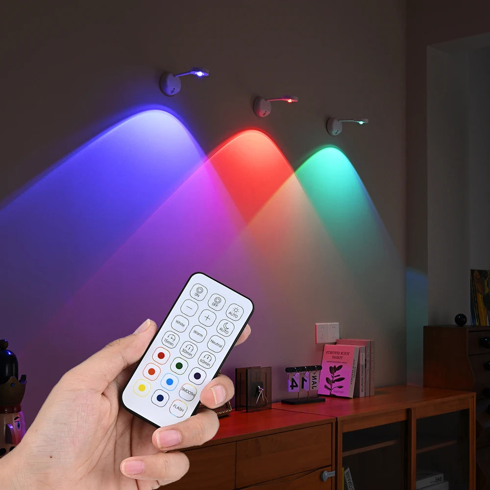 USB Rechargeable Intelligent Human Sensing Wireless Wall Light Dimmable Led Spotlight for Lighting Paintings Pictures RGB Peaceful Pleasures Health and Wellness
