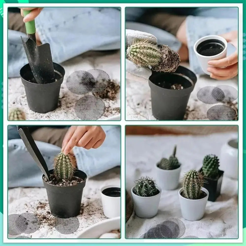 50PCS/Set Plastic Flower Pot Hole Mesh Pad Prevent Soil Loss Round Bonsai Drainage Screens Breathable Flower Pot Bottom Mat Peaceful Pleasures Health and Wellness