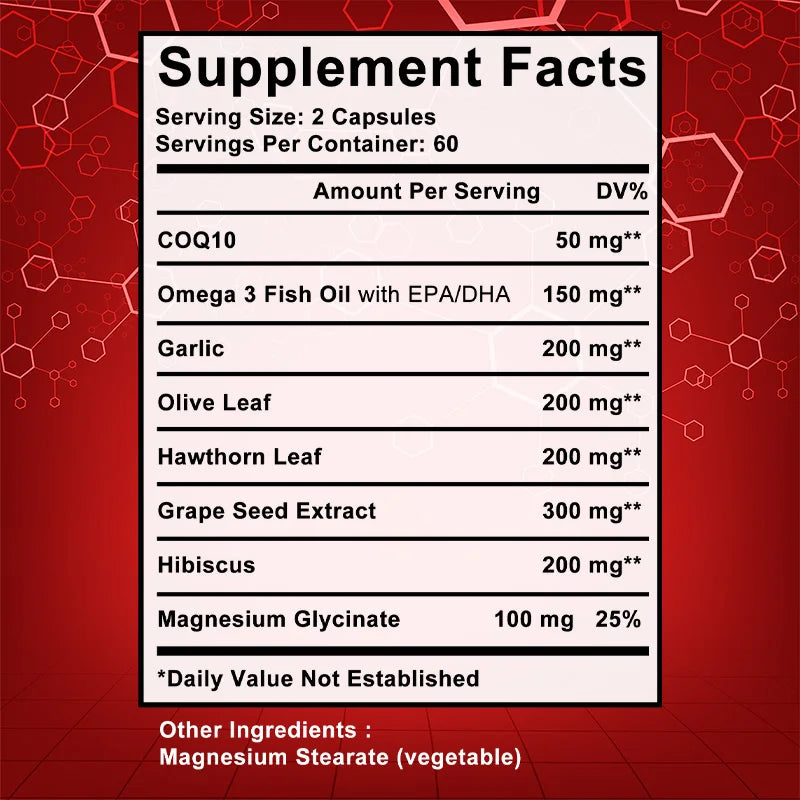 Healthy Heart - with COQ 10 Garlic, Magnesium, Hawthorn - ‌Antioxidant, Cardiovascular and Heart Health Supplement Peaceful Pleasures Health and Wellness